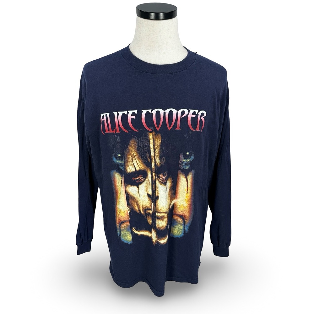 Vintage Alice Cooper Tour‎ Shirt Mens XL Navy Blue Long Sleeve Band 2000s READ